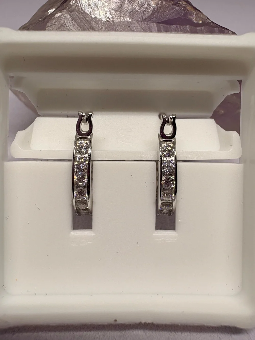 Sterling Silver 2CTW Moissanite Huggie Hoop Earrings